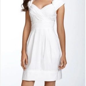 BCBG White V-Neck, Cap-Sleeve Dress With Pockets - Size 6